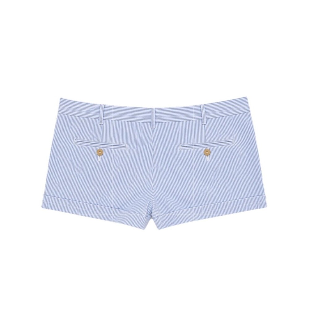 DKNY Blue White Stripe Cuffed Shorts 100% Cotton Size 12 - Picture 3 of 7
